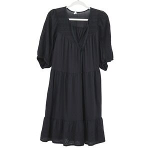 Old Navy Eyelet Midi Dress Womens LT Black Boho Bohemian Cottagecore Feminine